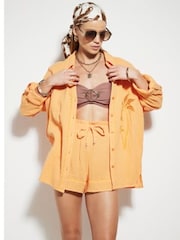 River Island Orange Palm Embroidered 100% Cotton Shirt - Image 3 of 6