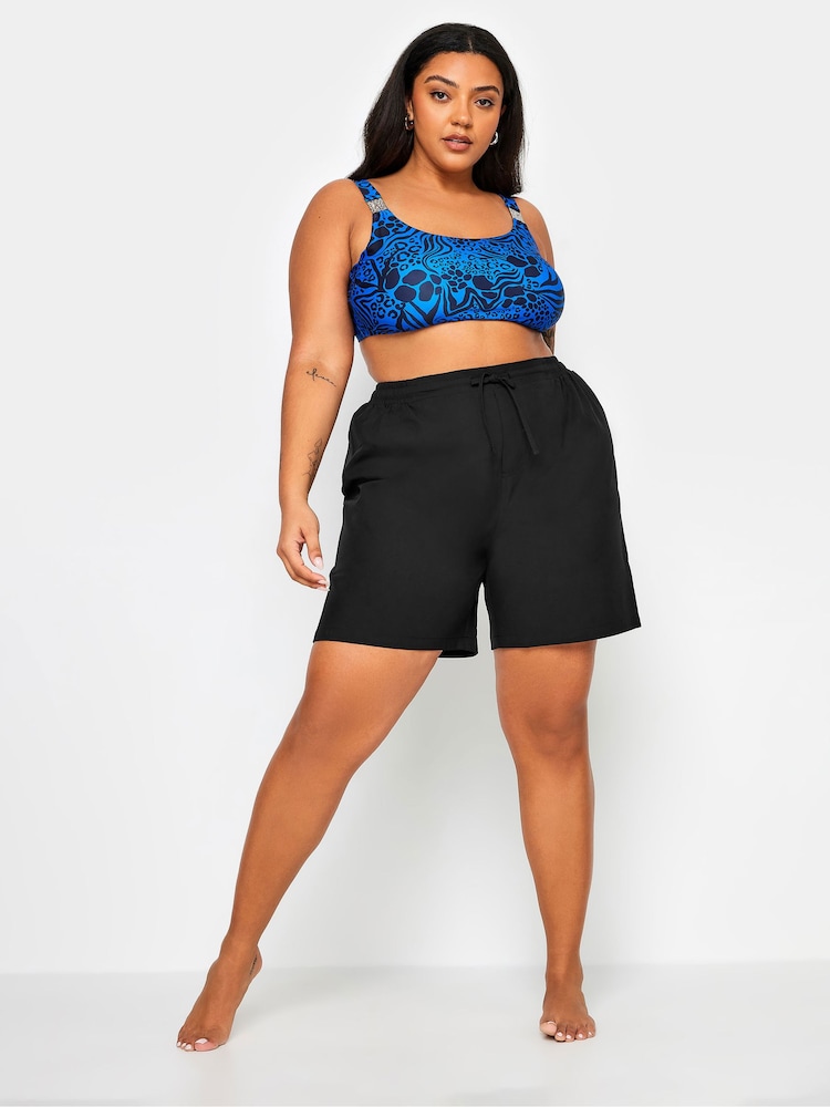Yours Curve Black Drawstring Swim Shorts - Image 2 of 5