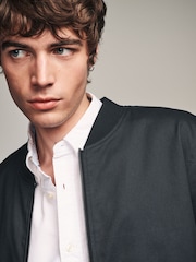 Navy Blue Cotton Stretch Bomber Jacket - Image 4 of 10