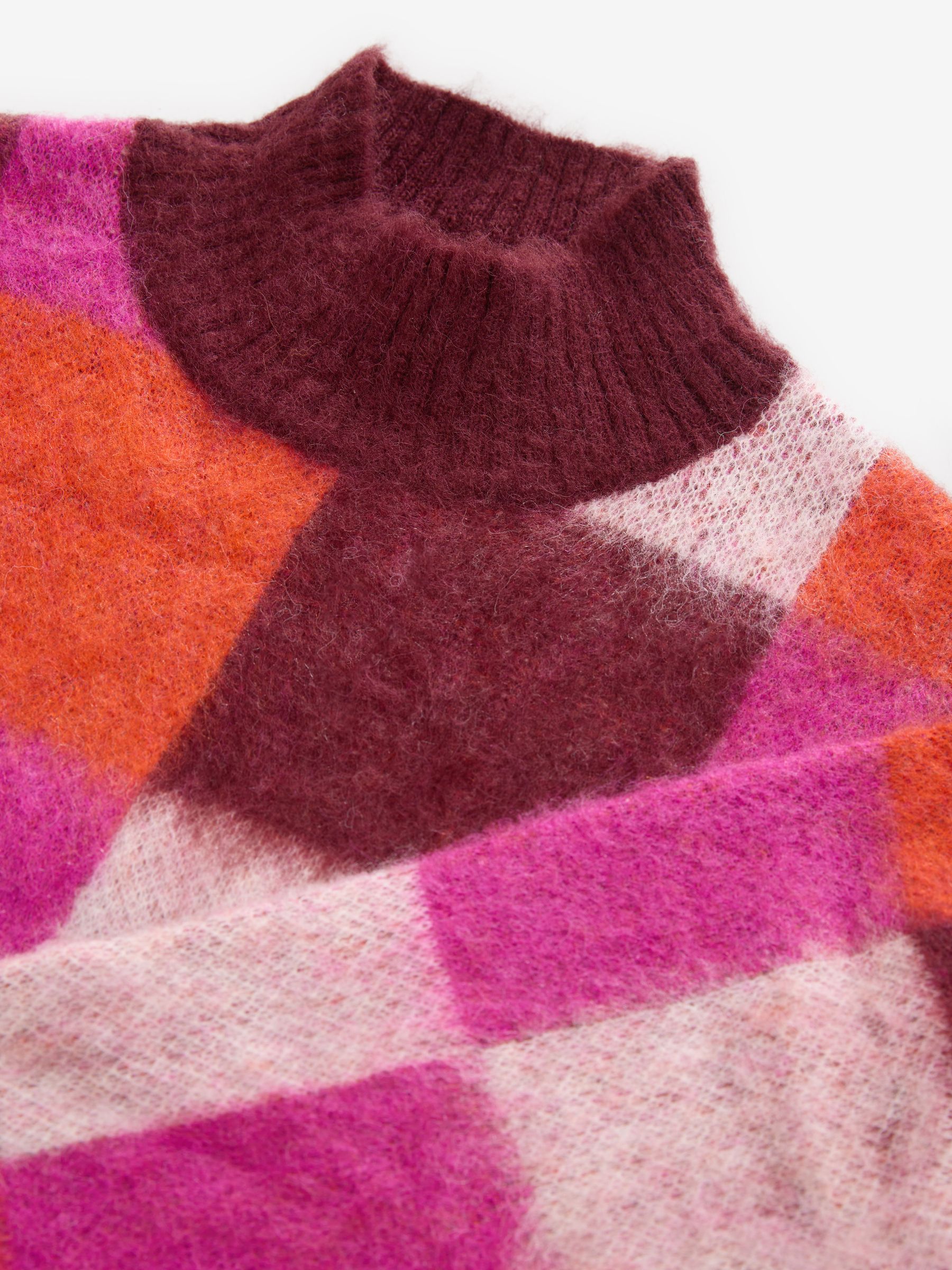 Buy Pink Check Soft Touch Brushed Knit Jumper with Wool from Next Luxembourg