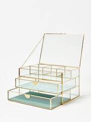 Oliver Bonas Green Agate Satin Tiered Jewellery Box - Image 2 of 4
