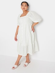 Yours Curve White Anglaise Button Front Maxi Dress - Image 2 of 6