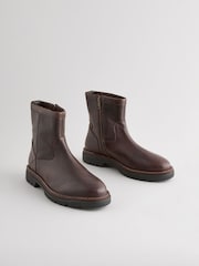 Brown Leather Pull On Boots - Image 2 of 6
