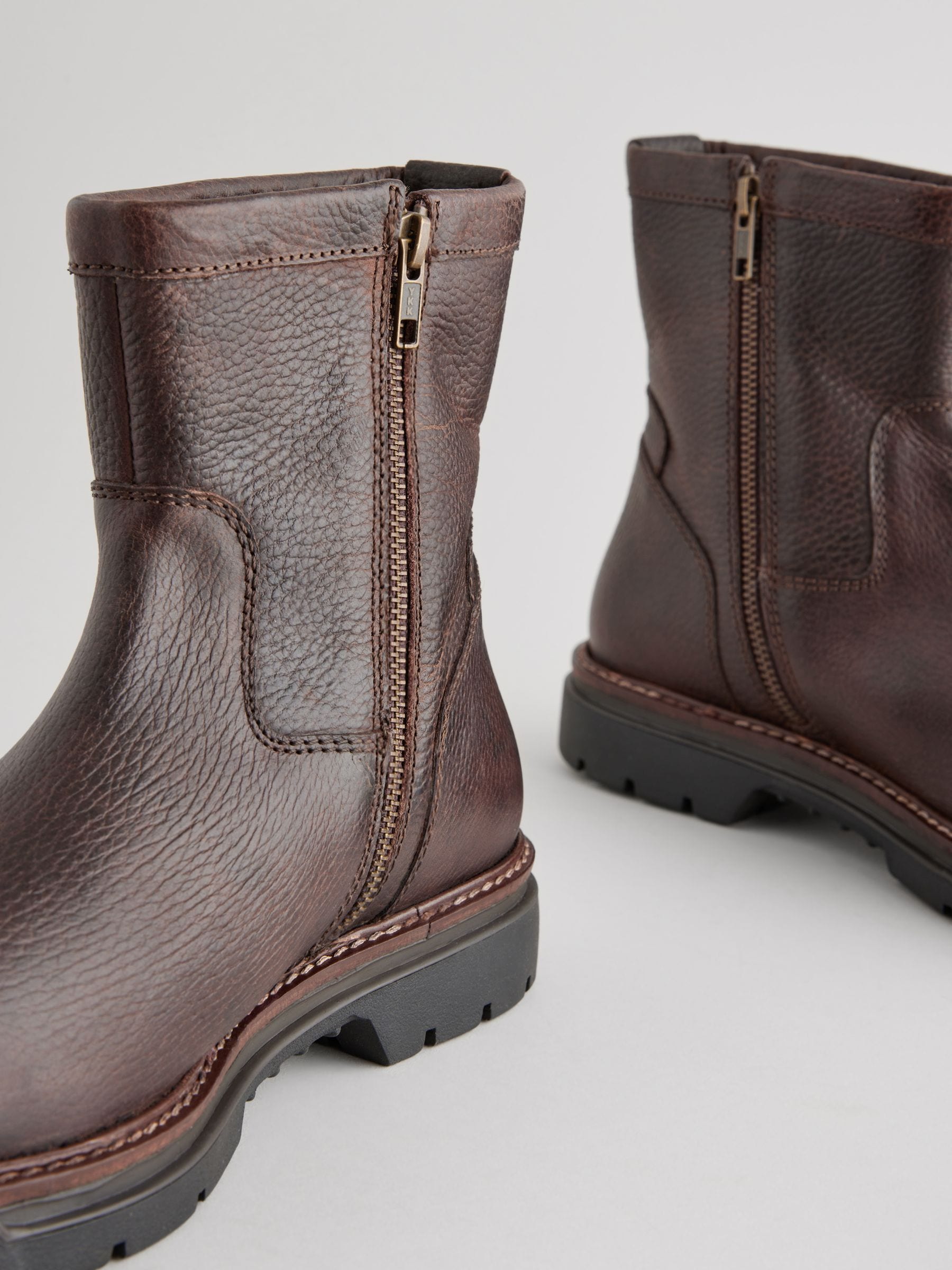 Buy Brown Leather Pull On Boots from Next Romania
