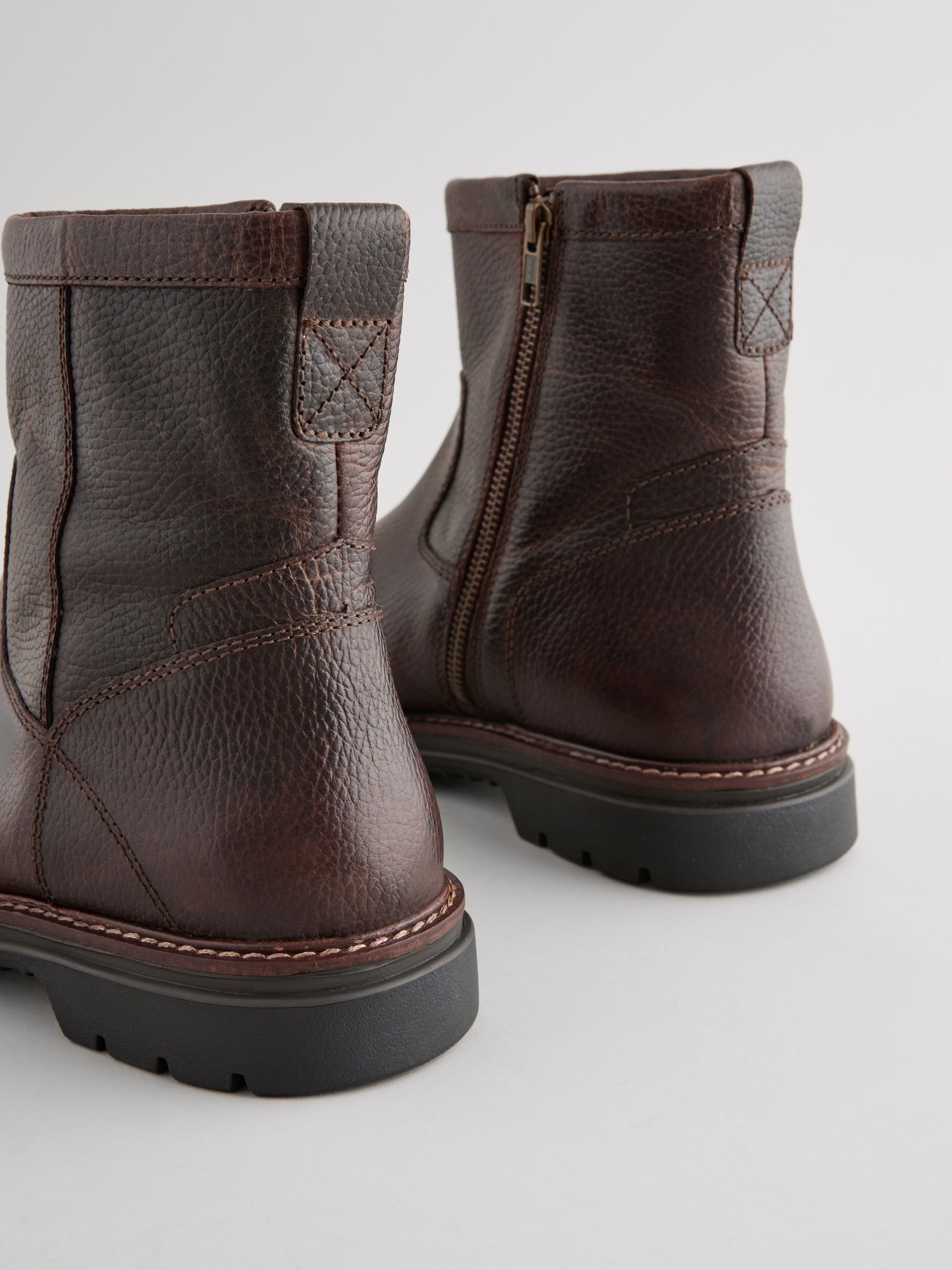 Buy Brown Leather Pull On Boots from Next Romania