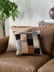 Black/White Cut Velvet Retro Etch 43 x 43cm Cushion - Image 1 of 4