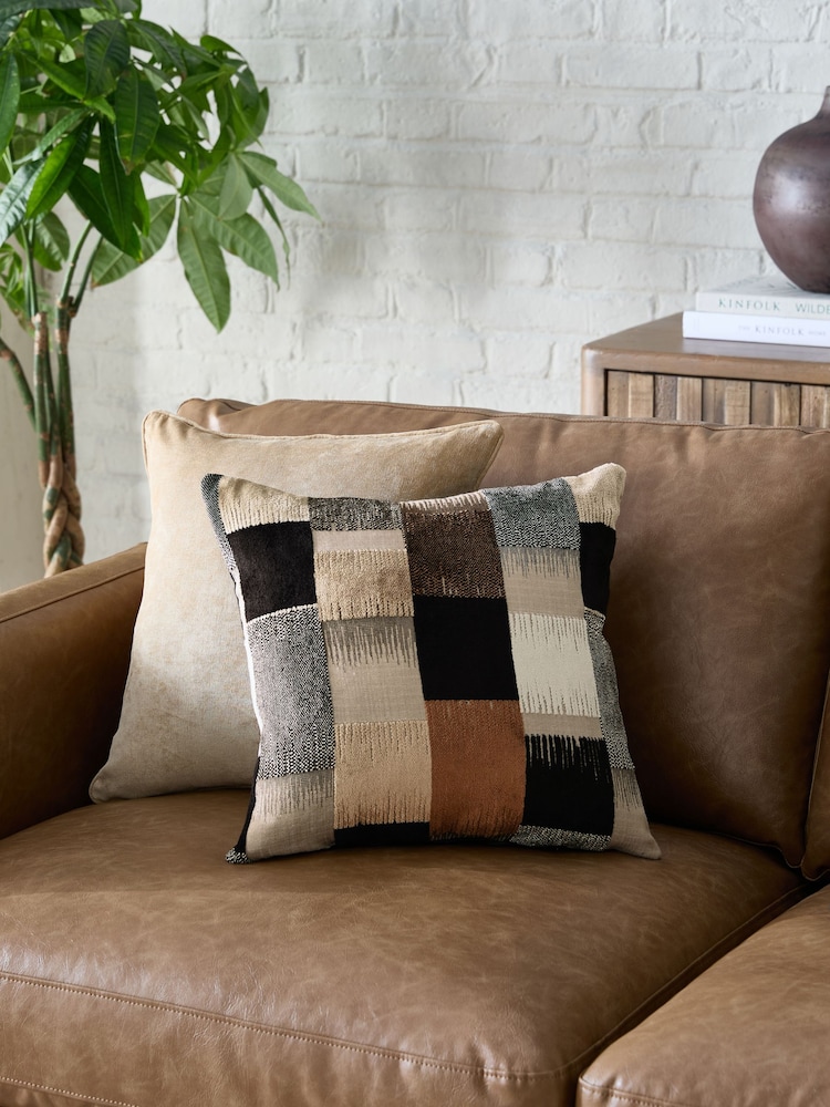 Black/White Cut Velvet Retro Etch 43 x 43cm Cushion - Image 1 of 4