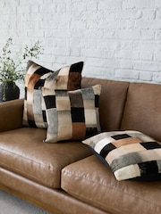 Black/White Cut Velvet Retro Etch 43 x 43cm Cushion - Image 2 of 4