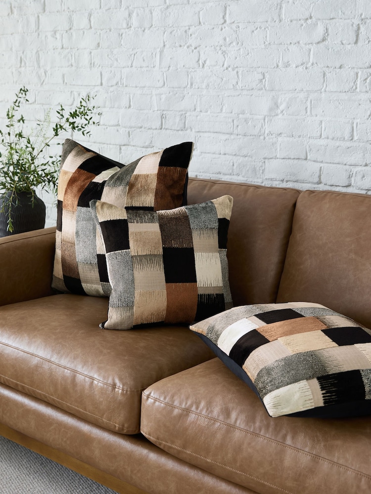 Black/White Cut Velvet Retro Etch 43 x 43cm Cushion - Image 2 of 4