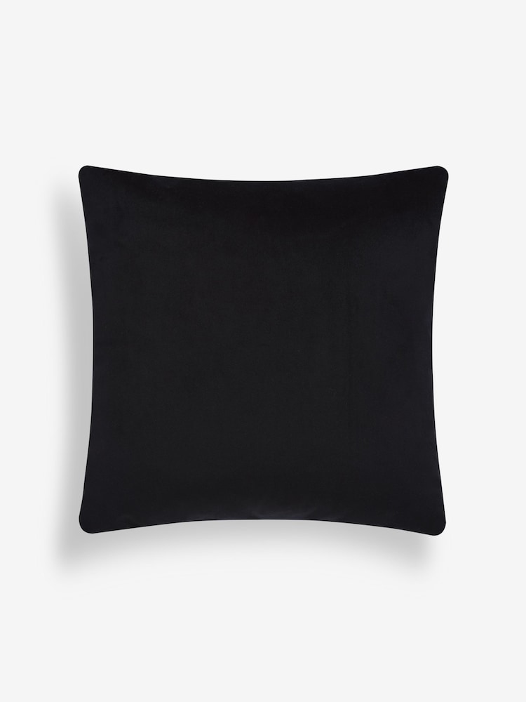 Black/White Cut Velvet Retro Etch 43 x 43cm Cushion - Image 4 of 5