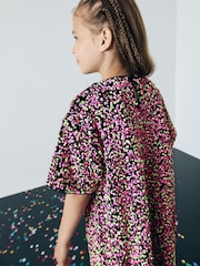 Pink/Green Velour Sequin Party Dress (3-16yrs) - Image 4 of 7