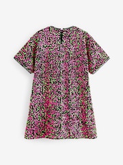 Pink/Green Velour Sequin Party Dress (3-16yrs) - Image 6 of 7