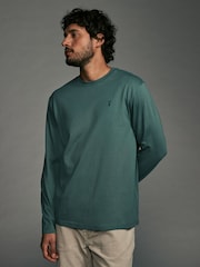 Charcoal/Blue/Green/Neutral Long Sleeve 100% Cotton T-Shirts 4 Pack - Image 10 of 15
