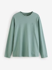 Charcoal/Blue/Green/Neutral Long Sleeve 100% Cotton T-Shirts 4 Pack - Image 12 of 15