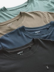 Charcoal/Blue/Green/Neutral Long Sleeve 100% Cotton T-Shirts 4 Pack - Image 2 of 15