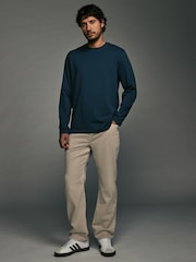 Charcoal/Blue/Green/Neutral Long Sleeve 100% Cotton T-Shirts 4 Pack - Image 5 of 15