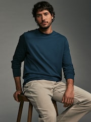 Charcoal/Blue/Green/Neutral Long Sleeve 100% Cotton T-Shirts 4 Pack - Image 6 of 15