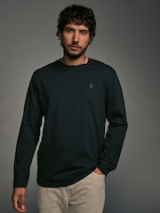 Charcoal/Blue/Green/Neutral Long Sleeve 100% Cotton T-Shirts 4 Pack - Image 8 of 15