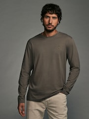 Charcoal/Blue/Green/Neutral Long Sleeve 100% Cotton T-Shirts 4 Pack - Image 9 of 15