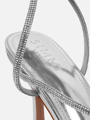 Simmi London Silver Lysette Diamante Heeled Sandals - Image 3 of 4