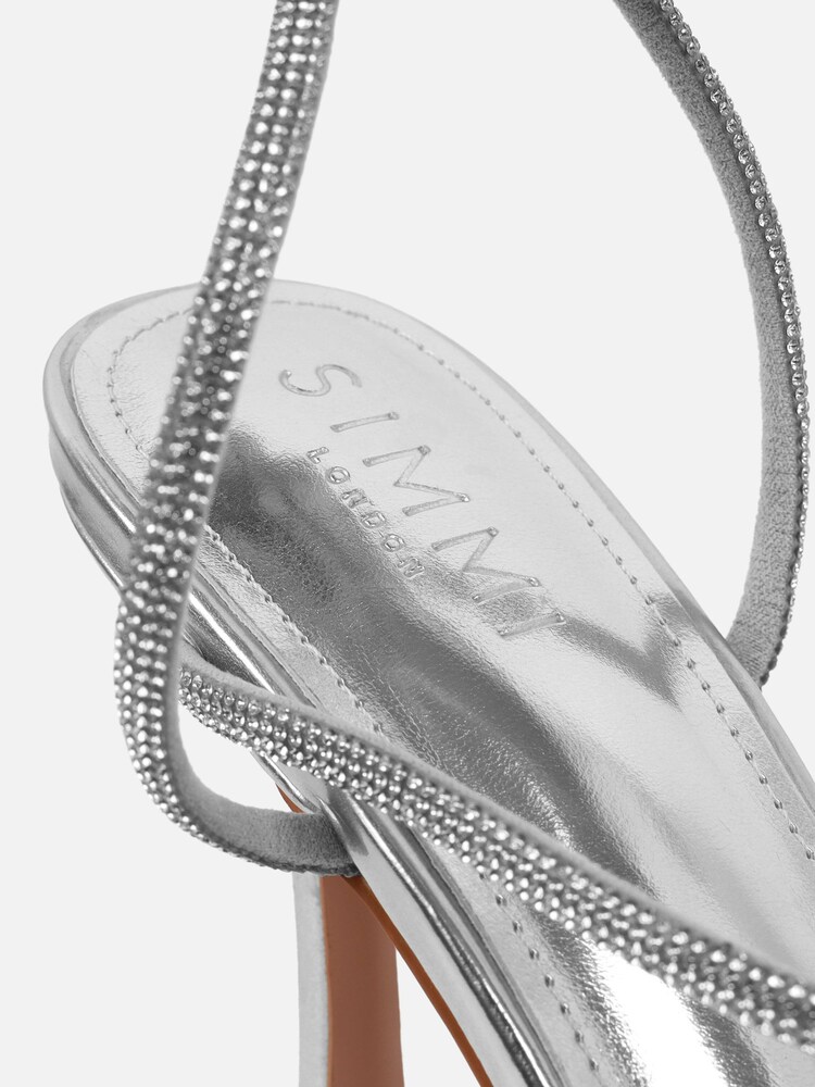 Simmi London Silver Lysette Diamante Heeled Sandals - Image 4 of 4 Simmi London Silver Lysette Diamante Heeled Sandals - Image 4 of 4