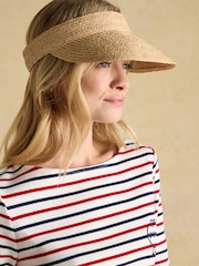 Joules Harbour Red, White & Blue Stripe Embroidered Boat Neck Breton Top - Image 3 of 8
