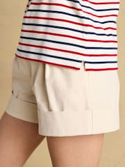 Joules Harbour Red, White & Blue Stripe Embroidered Boat Neck Breton Top - Image 4 of 8