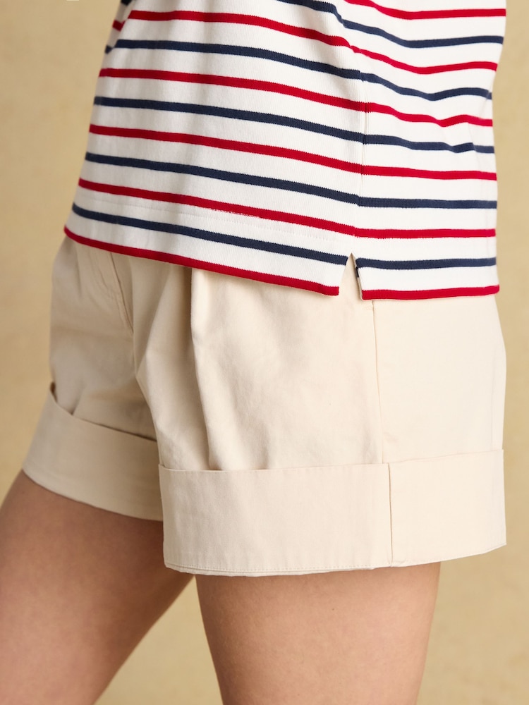 Joules Harbour Red, White & Blue Stripe Embroidered Boat Neck Breton Top - Image 4 of 8