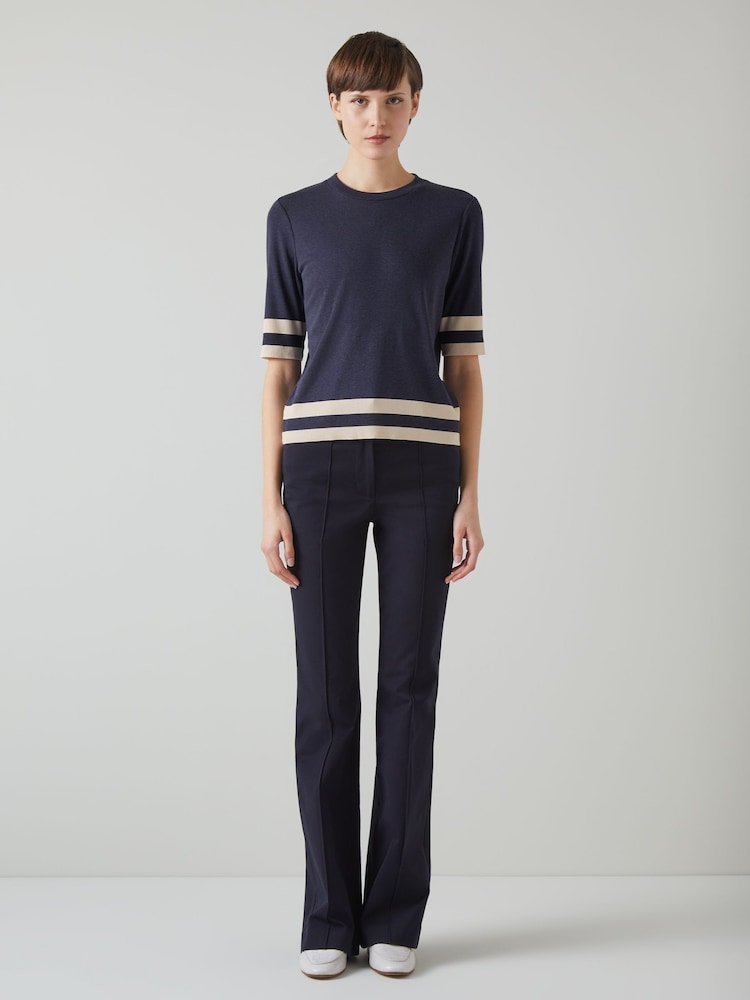 LK Bennett Blue Michi Lyocell Cotton Blend Top - Image 1 of 5