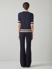LK Bennett Blue Michi Lyocell Cotton Blend Top - Image 2 of 5