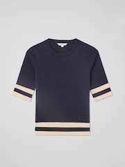 LK Bennett Blue Michi Lyocell Cotton Blend Top - Image 5 of 5