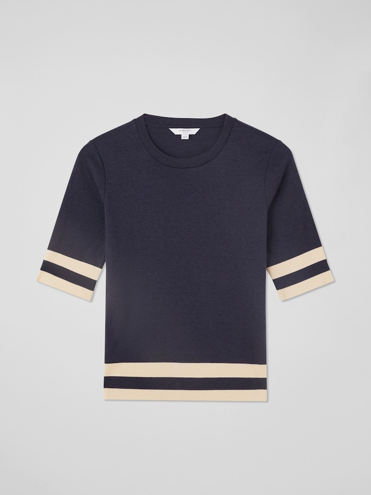 LK Bennett Blue Michi Lyocell Cotton Blend Top - Image 5 of 5