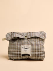 Joules Holkham Tan Check Waterproof Packable Raincoat With Hood - Image 10 of 12