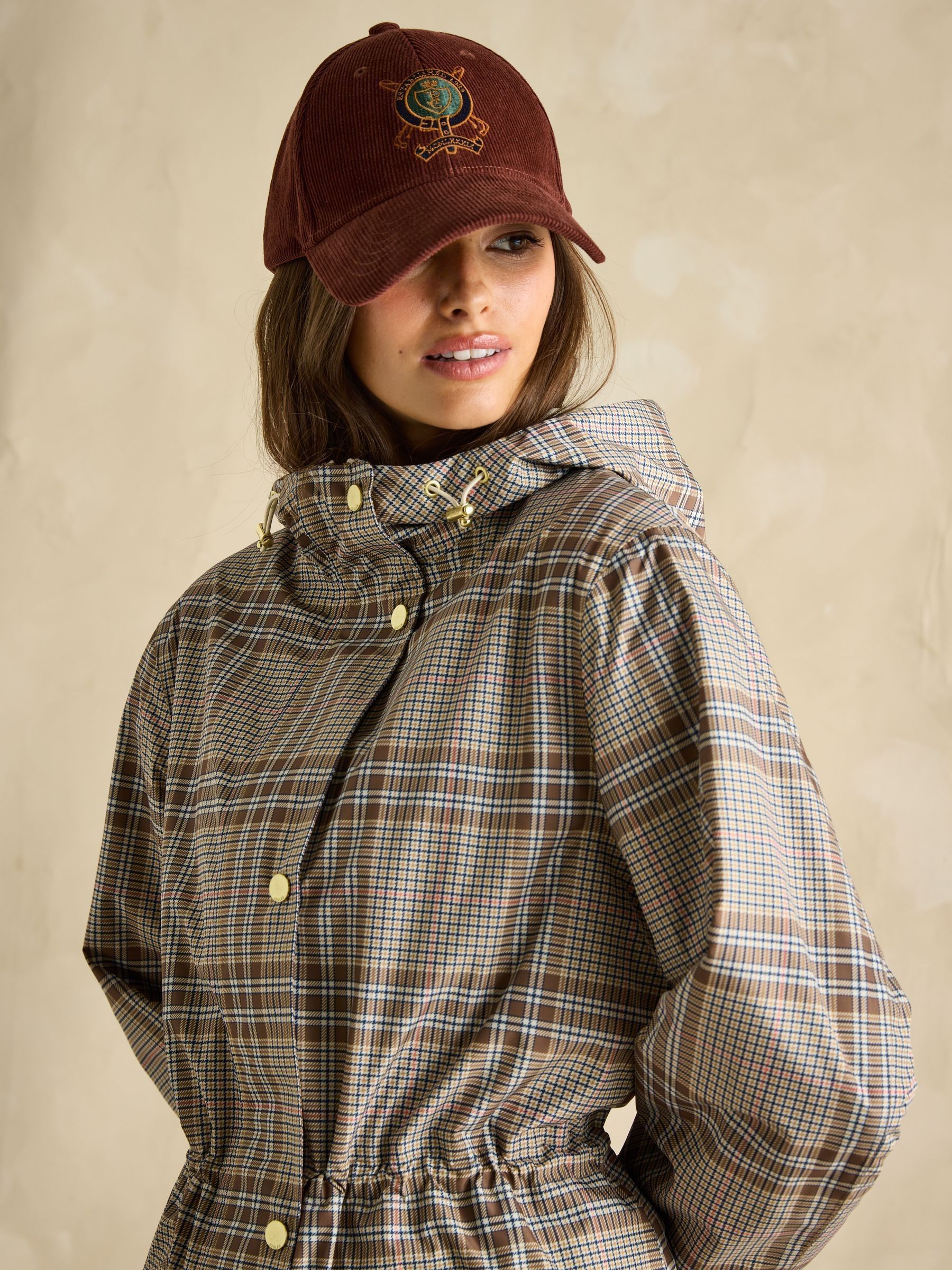 Buy Joules Holkham Tan Check Waterproof Packable Raincoat Buy Joules Holkham Tan Check Waterproof Packable Raincoat