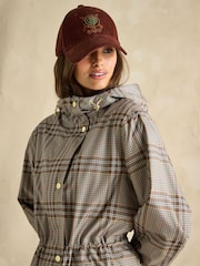 Joules Holkham Tan Check Waterproof Packable Raincoat With Hood - Image 6 of 12