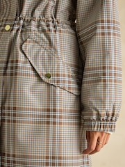 Joules Holkham Tan Check Waterproof Packable Raincoat With Hood - Image 7 of 12