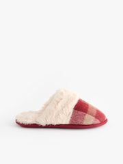 Berry Red Check Mule Slippers - Image 5 of 8