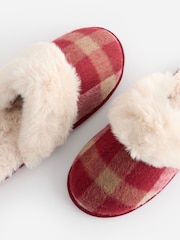 Berry Red Check Mule Slippers - Image 7 of 8