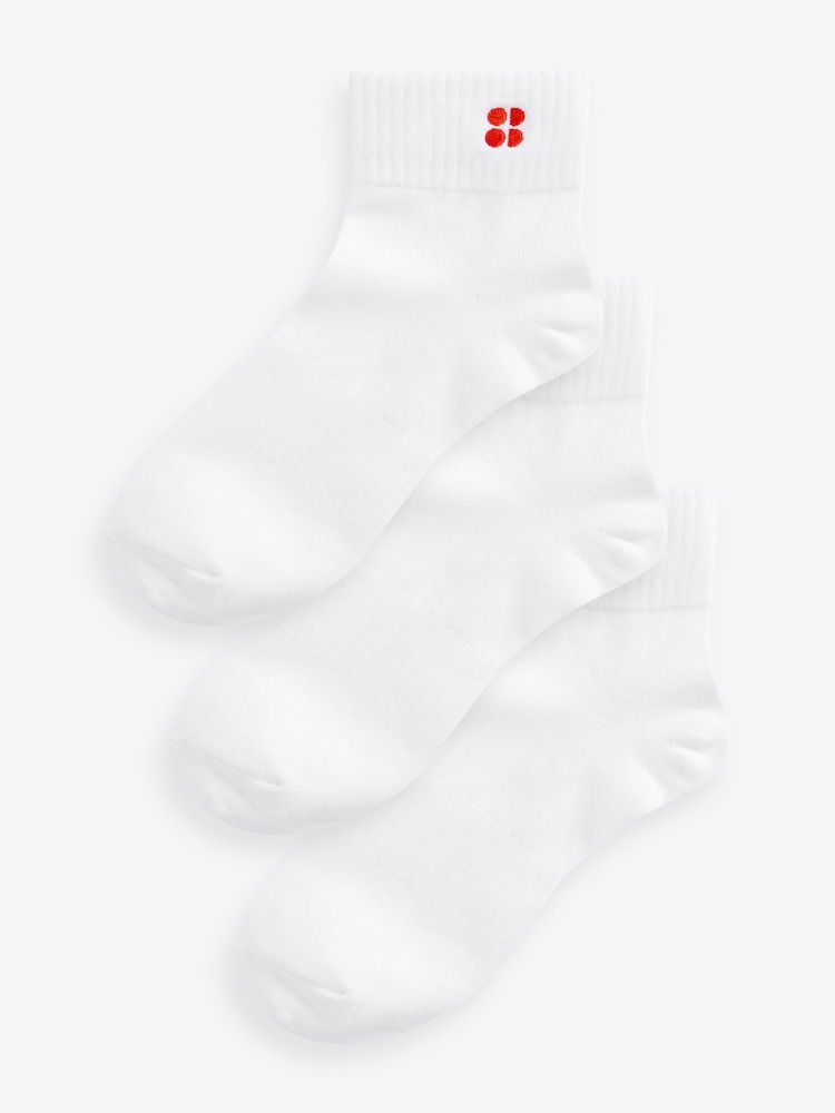 Sweaty Betty White A Essentials Mid Socks 3 Pack - Image 1 of 3