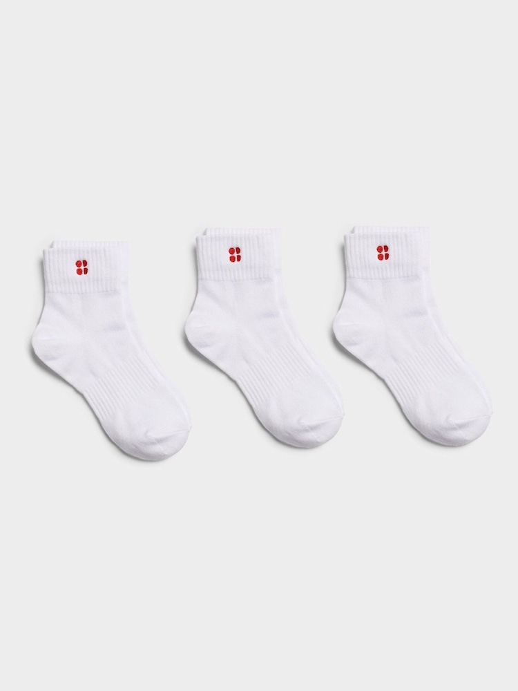 Sweaty Betty White A Essentials Mid Socks 3 Pack - Image 2 of 3