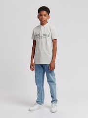 Jack Wills Grey Boys Pique 100% Cotton Polo Shirt - Image 2 of 7