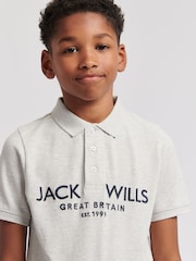 Jack Wills Grey Boys Pique 100% Cotton Polo Shirt - Image 3 of 7