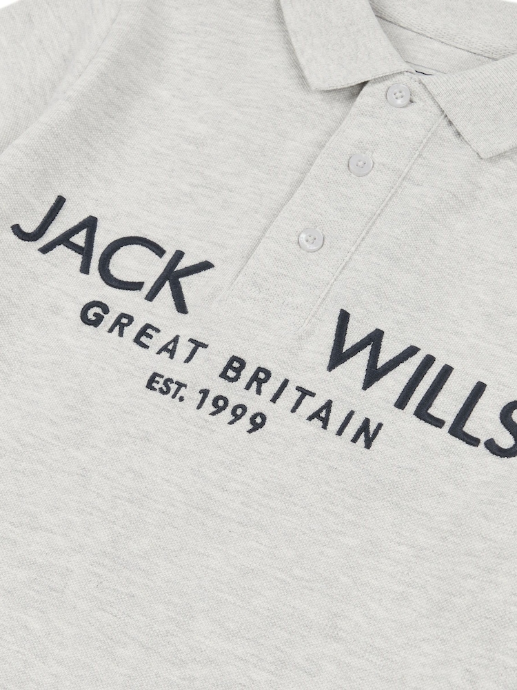 Jack Wills Grey Boys Pique 100% Cotton Polo Shirt - Image 7 of 7