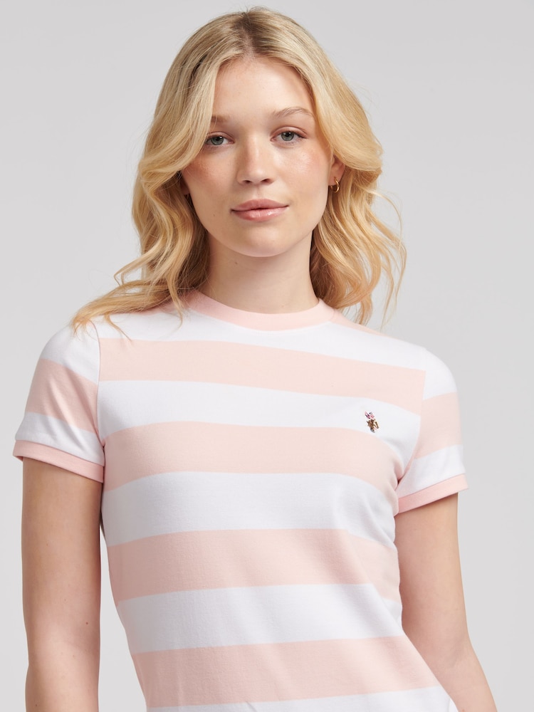 U.S. Polo Assn. Pink Womens Striped T-Shirt Dress - Image 2 of 7