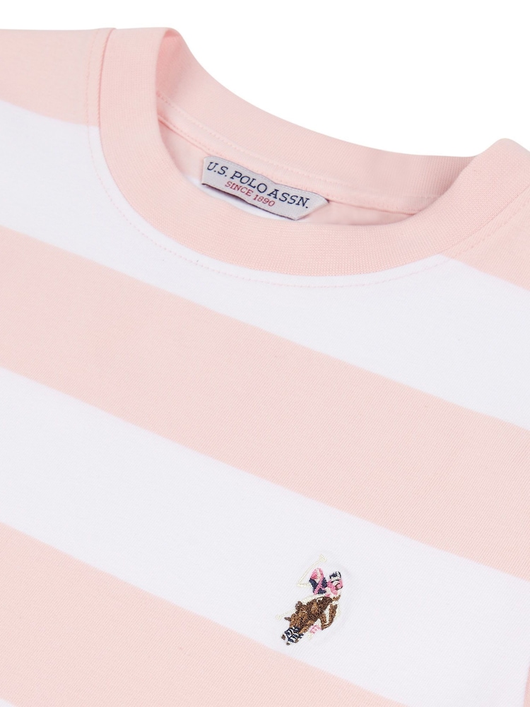 U.S. Polo Assn. Pink Womens Striped T-Shirt Dress - Image 7 of 7