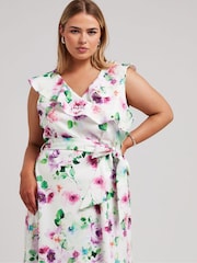 Yours Curve White Ruffle Wrap Dress - Image 2 of 5