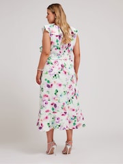 Yours Curve White Ruffle Wrap Dress - Image 3 of 5