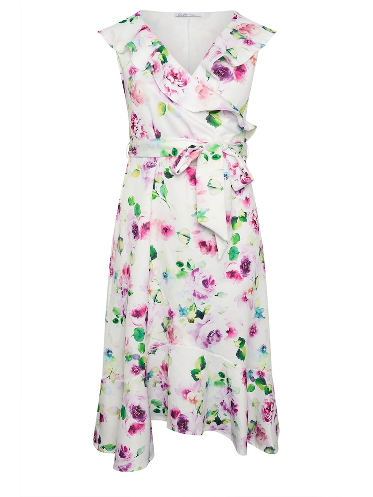 Yours Curve White Ruffle Wrap Dress - Image 5 of 5