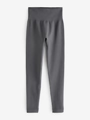 Grey/Ecru Ribbed High Waist Leggings 2 Pack - Image 6 of 8