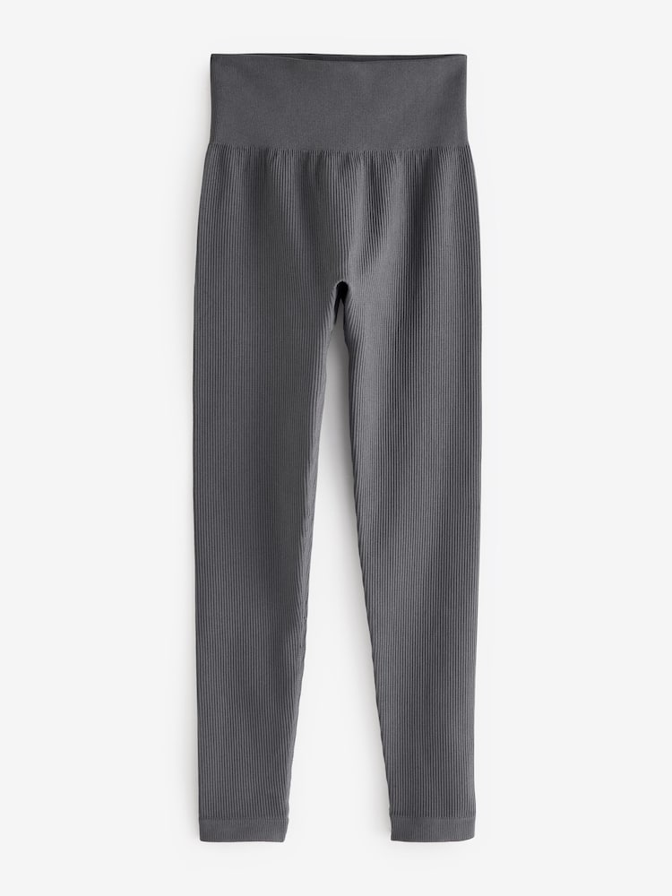 Gris/Ecru - Taille haute Leggings 2 Pack - Image 6 of 8